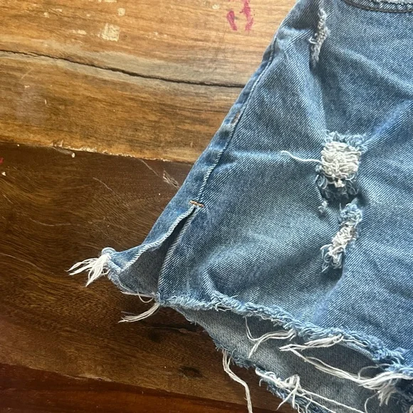 Abercrombie & Fitch Distressed Blue Denim Cutoff Shorts - Picture 5 of 6
